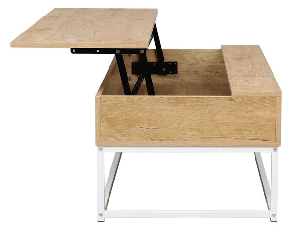Masuta cafea LIVINA, stejar/alb, DTD laminat, 100x55x40 cm