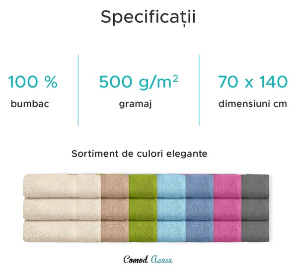 Prosop CLARYSSE ELEGANCE 70x140 cm roz, 100% bumbac