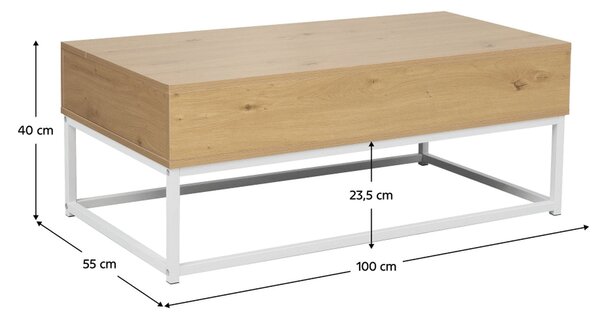 Masuta cafea LIVINA, stejar/alb, DTD laminat, 100x55x40 cm