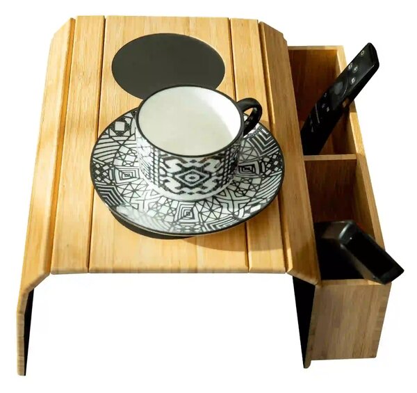 Organizator VISE, stejar/negru, bambus/pasla, 46x32x7 cm
