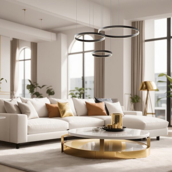 Milagro Lighting Lampă suspendată LED Gravity, 3 becuri, metal, negru, 4.000 K, Negru, Camera de zi / sufragerie, Metal, Modern
