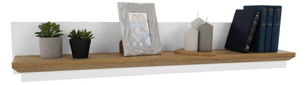 Raft LEON, stejar grand/alb, DTD laminat, 120x19x20 cm