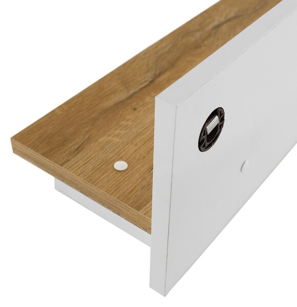 Raft LEON, stejar grand/alb, DTD laminat, 120x19x20 cm