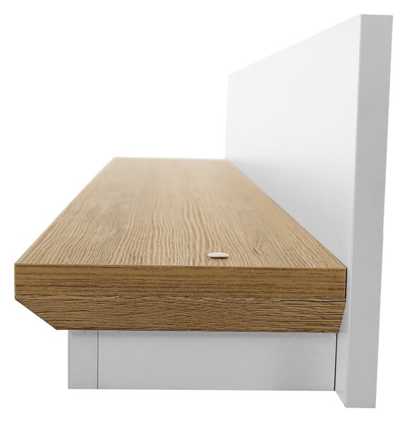 Raft LEON, stejar grand/alb, DTD laminat, 120x19x20 cm