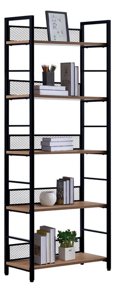 Etajera KELER TIP 2, negru/stejar, metal/DTD laminat, 60x28x154 cm