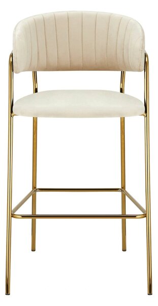 Scaun bar DASMIN TIP 2, bej/auriu, stofa catilfelata/metal, 54x54x109