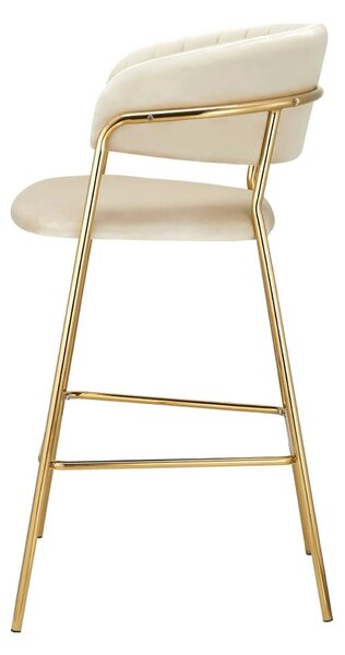 Scaun bar DASMIN TIP 2, bej/auriu, stofa catilfelata/metal, 54x54x109
