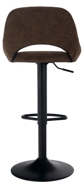 Scaun bar LORASA NEW, maro/negru, piele intoarsa/metal, 45x45x82/102 c