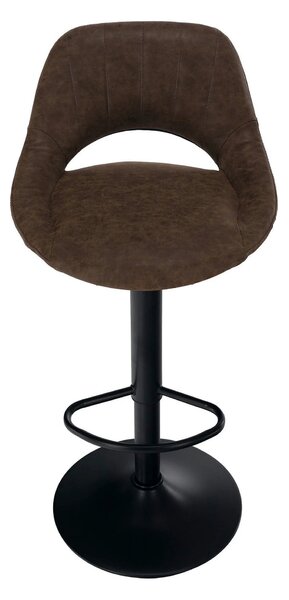Scaun bar LORASA NEW, maro/negru, piele intoarsa/metal, 45x45x82/102 c