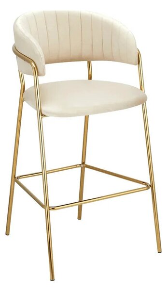 Scaun bar DASMIN TIP 2, bej/auriu, stofa catilfelata/metal, 54x54x109
