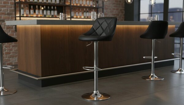 Scaun bar MARID NEW, negru/crom, piele ecologica/metal, 45x40x80/102 c