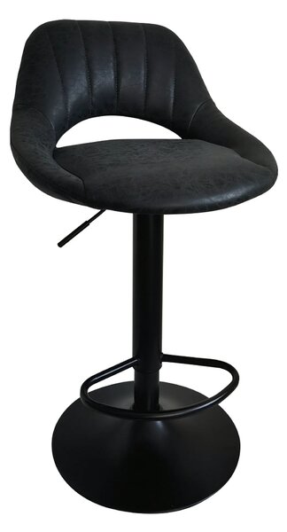Scaun bar LORASA NEW, negru, piele intoarsa/metal, 45x45x82/102 cm
