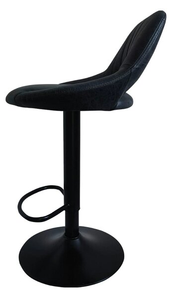 Scaun bar LORASA NEW, negru, piele intoarsa/metal, 45x45x82/102 cm