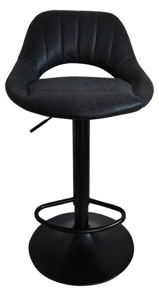Scaun bar LORASA NEW, negru, piele intoarsa/metal, 45x45x82/102 cm