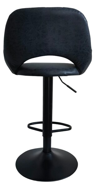 Scaun bar LORASA NEW, negru, piele intoarsa/metal, 45x45x82/102 cm