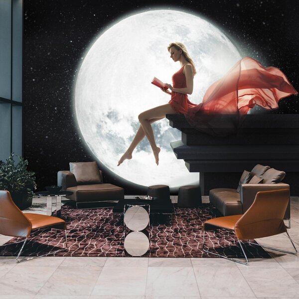 Fototapeta - Femeie sub clar de lună plină (147x102 cm)