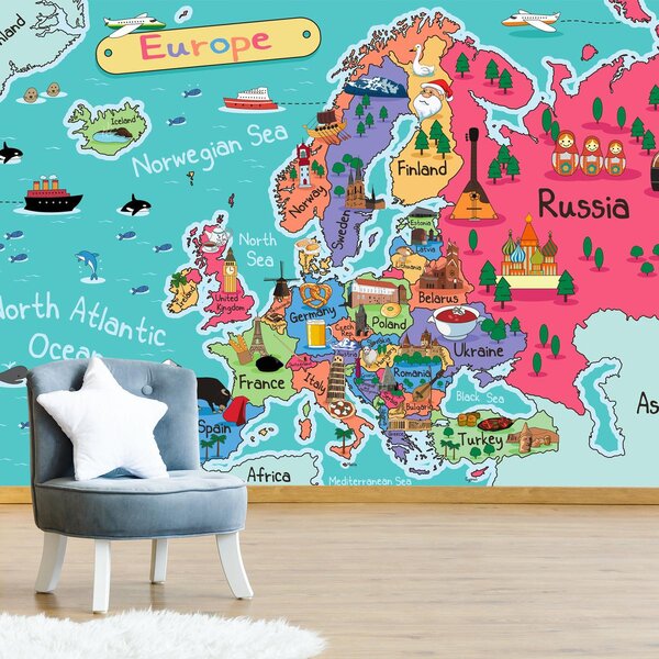 Fototapet - Harta Europei pentru copii (147x102 cm)
