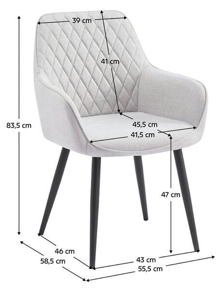 Scaun OSKOR, stofa clasica gri deschis - Nea 03, 56x59x84 cm