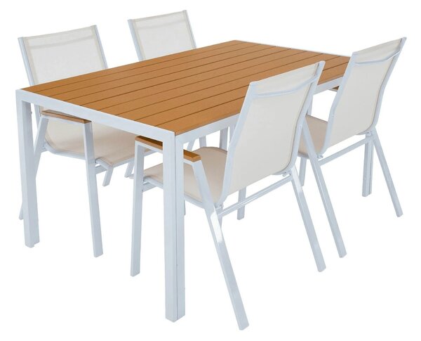 Scaun de gradina BONTO, alb, material textil/otel, 61x56x90 cm