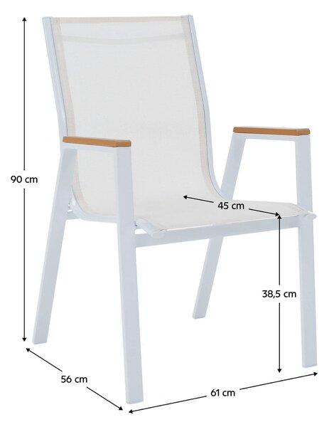 Scaun de gradina BONTO, alb, material textil/otel, 61x56x90 cm