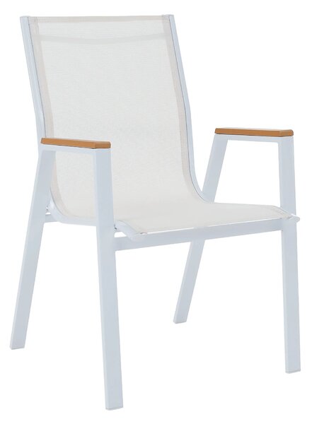 Scaun de gradina BONTO, alb, material textil/otel, 61x56x90 cm