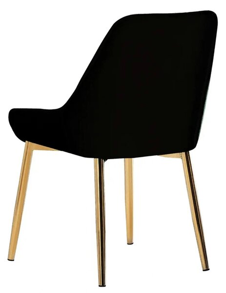 Scaun PERLIA, negru/auriu, stofa catifelata/metal, 56x62x89 cm