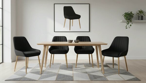 Scaun PERLIA, negru/auriu, stofa catifelata/metal, 56x62x89 cm