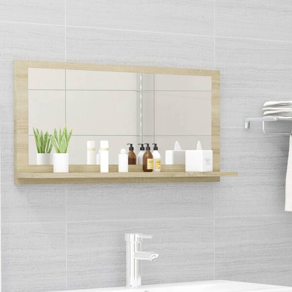 Oglindă de baie, stejar sonoma, 80 x 10,5 x 37 cm, PAL