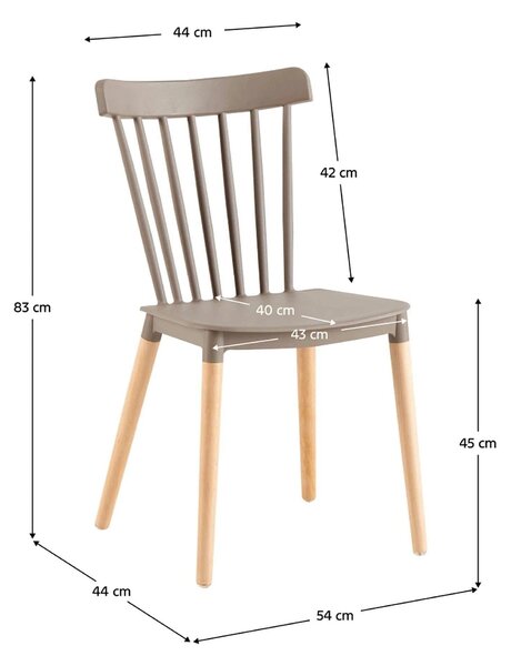 Scaun ZOSIMA, gri/fag, plastic/lemn, 54x44x83 cm