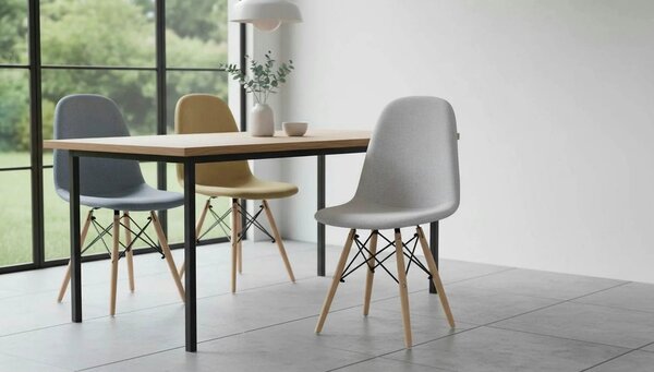 Scaun DARELA NEW, gri deschis/fag, stofa clasica/lemn, 45x51x83 cm
