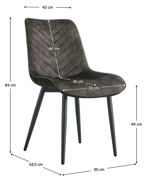 Scaun ZAINA TIP 2, maro/negru, stofa catifelata/metal, 50x64x84 cm