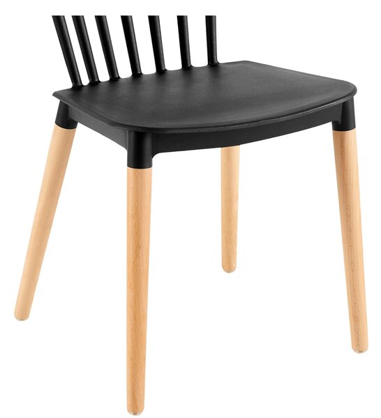 Scaun ZOSIMA, negru/fag, plastic/lemn, 54x44x83 cm