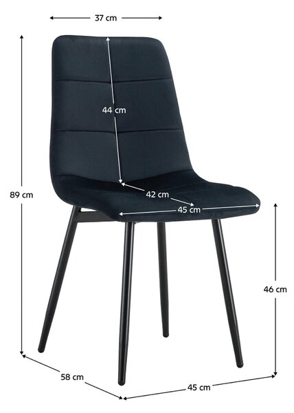 Scaun DAMIA TIP 1, negru, stofa catifelata/metal, 45x58x89 cm