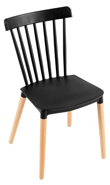 Scaun ZOSIMA, negru/fag, plastic/lemn, 54x44x83 cm
