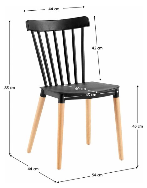 Scaun ZOSIMA, negru/fag, plastic/lemn, 54x44x83 cm