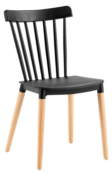 Scaun ZOSIMA, negru/fag, plastic/lemn, 54x44x83 cm