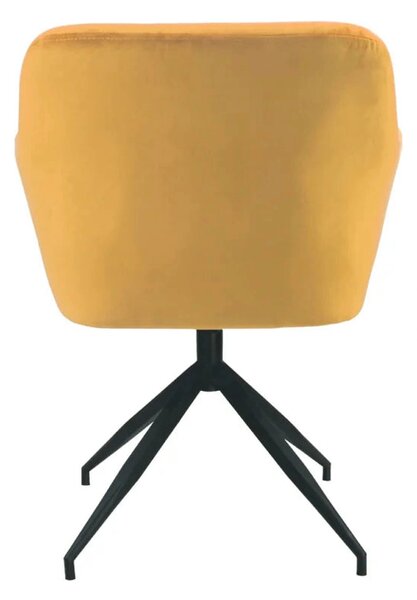 Scaun VELEZA NEW, galben mustar/negru, stofa catifelata/metal, 66x66x8