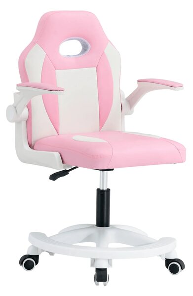 Scaun birou ODELIA, alb/roz, piele ecologica/plastic, 59x53x97 cm