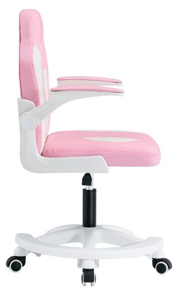 Scaun birou ODELIA, alb/roz, piele ecologica/plastic, 59x53x97 cm