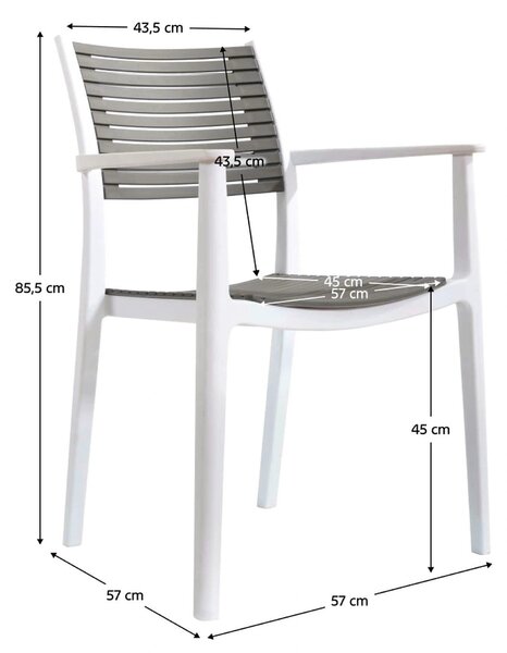 Scaun HERTA, gri/alb, plastic, 57x57x86 cm