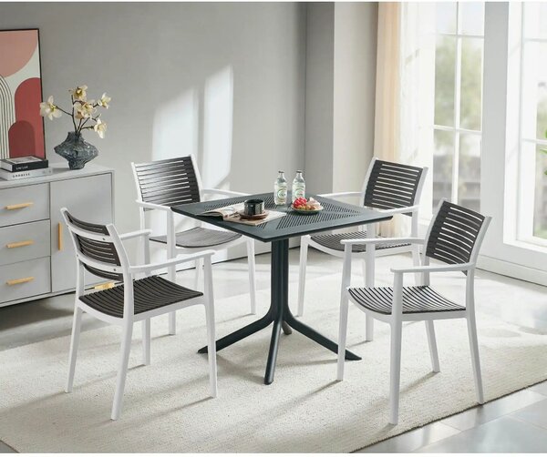 Scaun HERTA, gri/alb, plastic, 57x57x86 cm