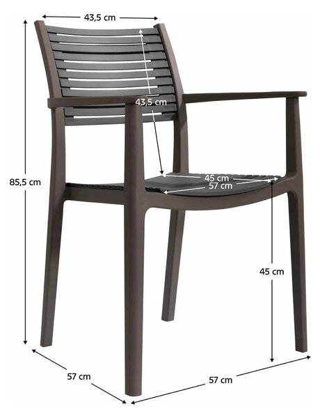 Scaun HERTA, gri/maro, plastic, 57x57x86 cm