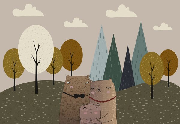 Fototapet - Familie de urși (147x102 cm)
