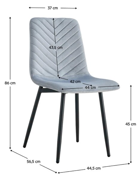 Scaun RAMITA TIP 2, gri deschis/negru, stofa catifelata/metal, 45x57x8