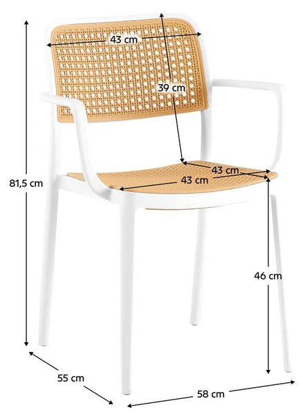 Scaun RAVID TIP 2, bej/alb, plastic, 58x55x82 cm