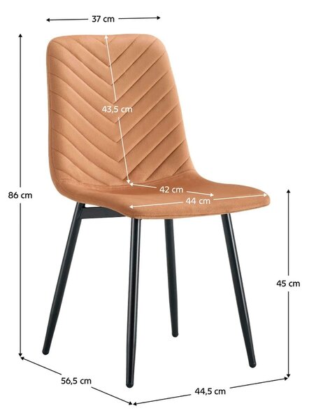 Scaun RAMITA TIP 2, caramiziu deschis/negru, stofa catifelata/metal, 4