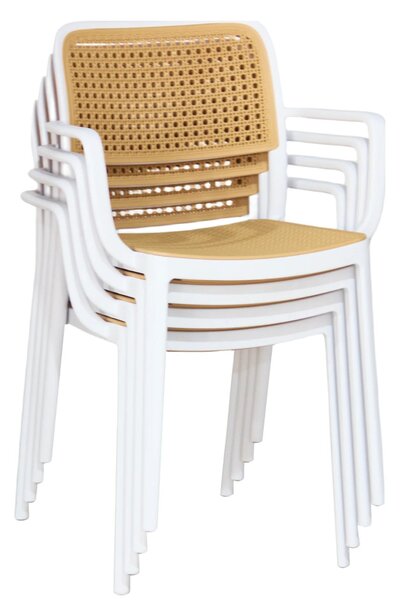 Scaun RAVID TIP 2, bej/alb, plastic, 58x55x82 cm
