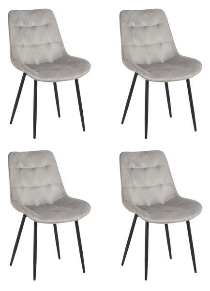 Set 4 Scaune Bucatarie/Dining Jaro Catifea Gri Deschis