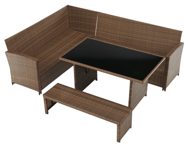 Set gradina MADUL, maro/negru, ratan sintetic/sticla temperata/metal