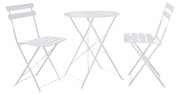 Set gradina OBAX, alb, otel, cu masuta si 2 scaune